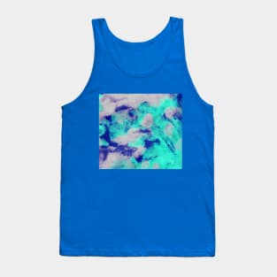 Abstract colorful background with hand-painted frozen texture. Watercolor blue-turquoise-grey painting with splashes, drops of paint, paint smears. Design for the fabric, wallpaper, cover, packaging. Tank Top